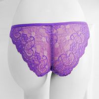 P463 - Celana Dalam Panties Thong Ungu Transparan Tali 2 Samping - 2
