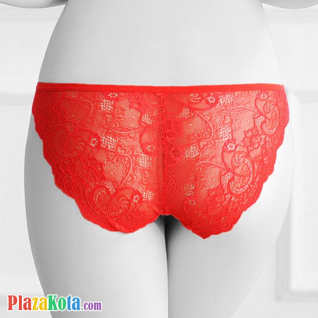 P464 - Celana Dalam Panties Thong Merah Transparan Tali 2 Samping - Photo 2