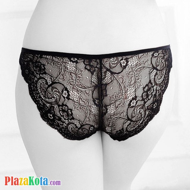 P466 - Celana Dalam Panties Thong Hitam Transparan Tali 2 Samping - Photo 2