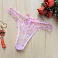 GS272 - Celana Dalam G-String Wanita Pink Transparan Pita Bunga - Thumbnail 2