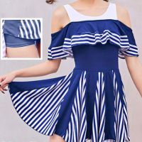 R005 - Baju Renang Swimsuit One Piece Biru Tua, Cup Busa