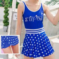 R010 - Baju Renang Swimsuit One Piece Biru, Cup Busa