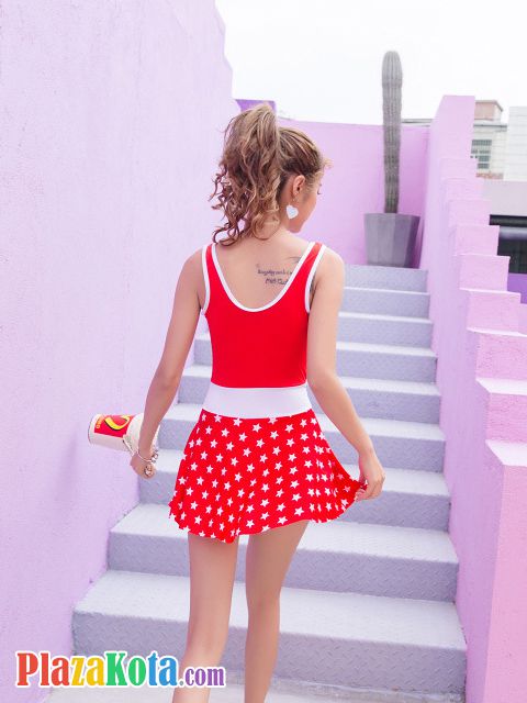 R011 - Baju Renang Swimsuit One Piece Merah, Cup Busa - Photo 2