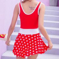 R011 - Baju Renang Swimsuit One Piece Merah Cup Busa - 2