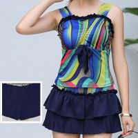 R017 - Baju Renang Swimsuit Two Piece Biru, Cup Busa