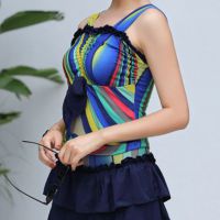 R017 - Baju Renang Swimsuit Two Piece Biru Cup Busa - Thumbnail 2