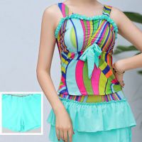 R018 - Baju Renang Swimsuit Two Piece Hijau, Cup Busa