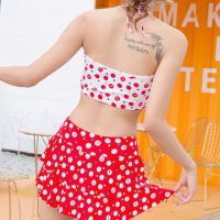 R020 - Baju Renang Swimsuit Two Piece Halterneck Merah Cup Busa - 2