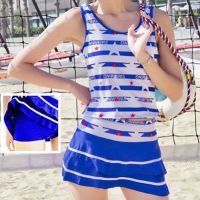 R024 - Baju Renang Swimsuit Two Piece Biru Cup Busa