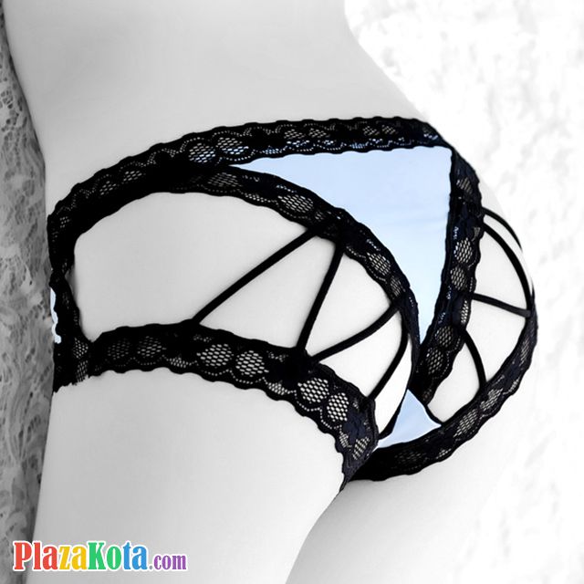 P473 - Celana Dalam Panties Hipster Biru Tali Zig Zag Belakang - Photo 1