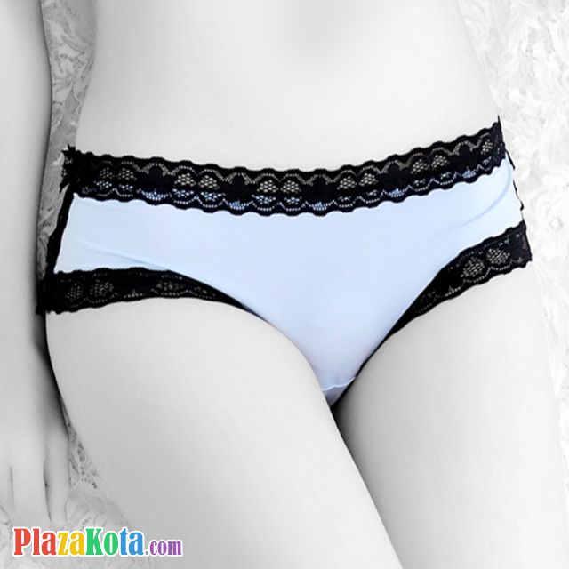 P473 - Celana Dalam Panties Hipster Biru Tali Zig Zag Belakang - Photo 2