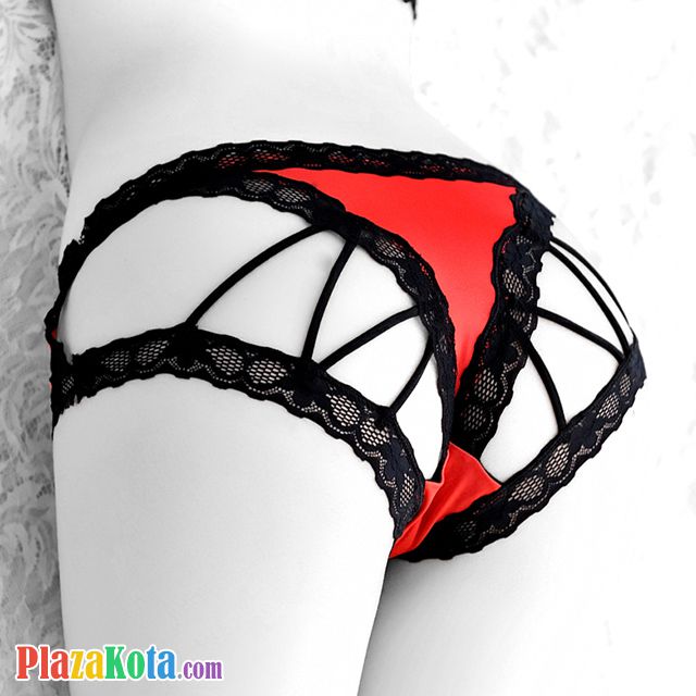 P476 - Celana Dalam Panties Hipster Merah Tali Zig Zag Belakang - Photo 1