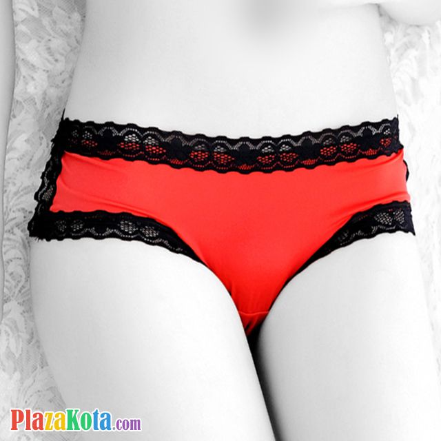 P476 - Celana Dalam Panties Hipster Merah Tali Zig Zag Belakang - Photo 2