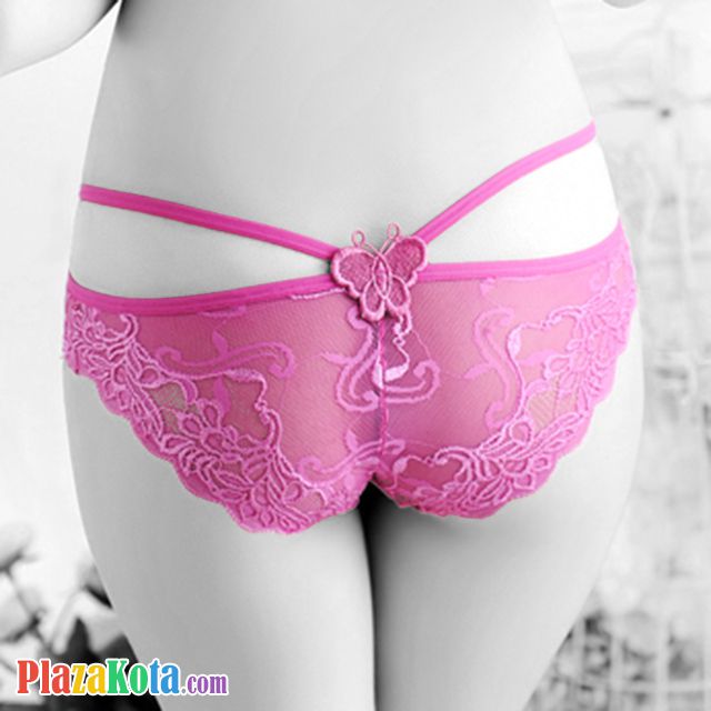 P486 - Celana Dalam Panties Hipster Magenta Transparan Kupu-Kupu - Photo 1