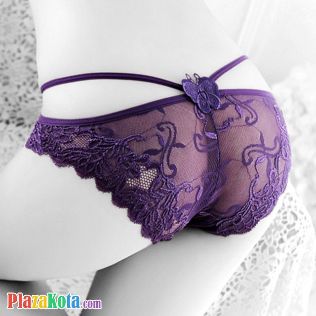 P488 - Celana Dalam Panties Hipster Ungu Transparan Kupu-Kupu - Photo 1