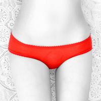 P499 - Celana Dalam Panties Hipster Merah Transparan, Pita - 2