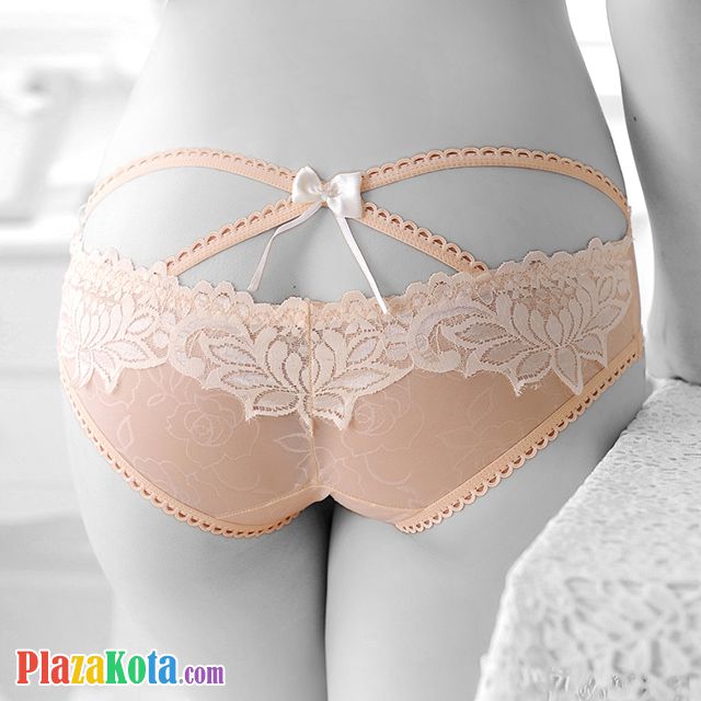 P500 - Celana Dalam Panties Hipster Krem Transparan Pita - Photo 1