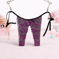 P503 - Celana Dalam Panties Thong Ungu Transparan Crotchless Ikat Samping - Thumbnail 2