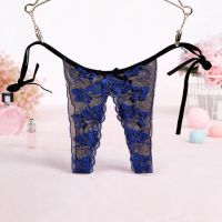 P505 - Celana Dalam Panties Thong Biru Transparan Crotchless Ikat Samping - Thumbnail 2