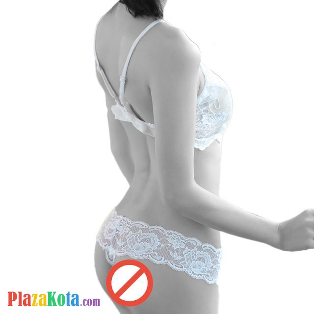 B301 - Pakaian Dalam Wanita Bra Set Bralette Seksi Putih Transparan Bordir Bunga - Photo 2