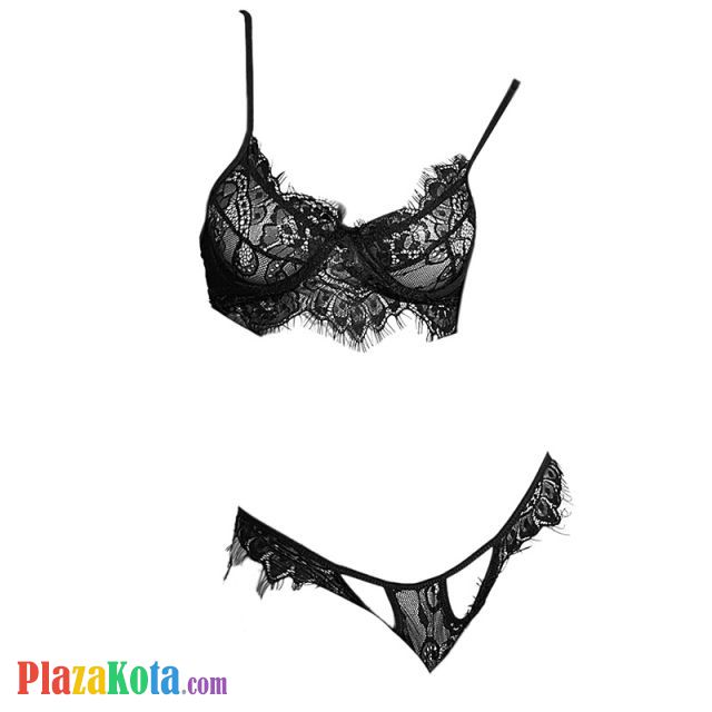 B308 - Bra Set Underwire Kawat Hitam Transparan Celana Dalam - Photo 1