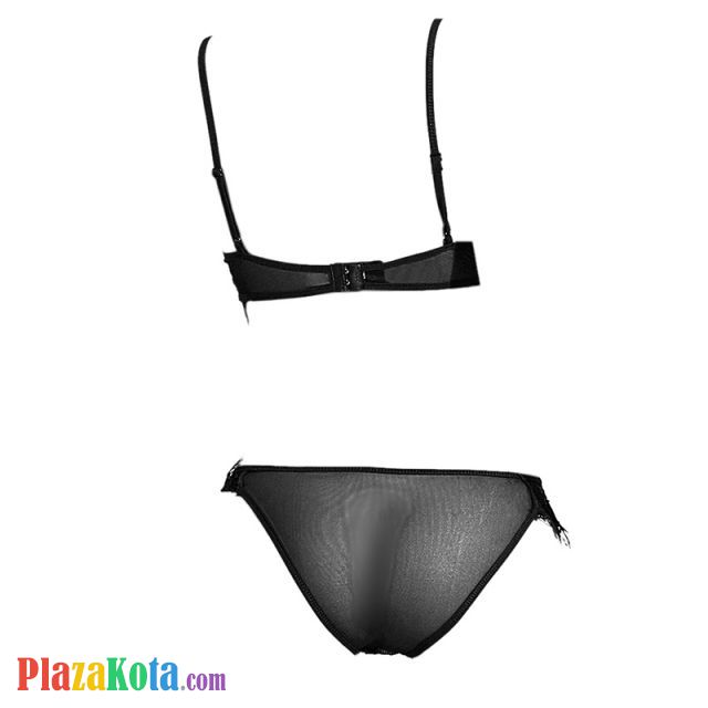 B308 - Bra Set Underwire Kawat Hitam Transparan Celana Dalam - Photo 2