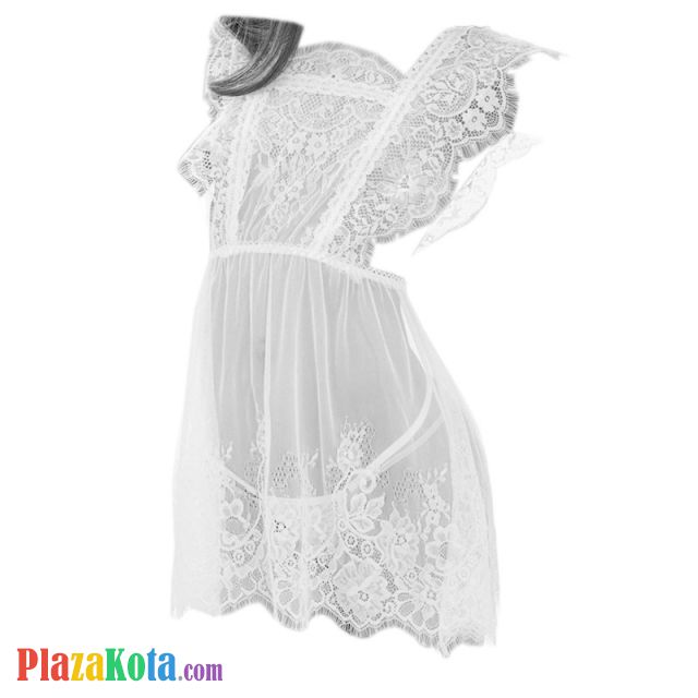 L1097 - Baju Tidur Lingerie Babydoll Mini Dress Putih Transparan - Photo 1