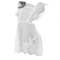 L1097 - Baju Tidur Lingerie Babydoll Mini Dress Putih Transparan