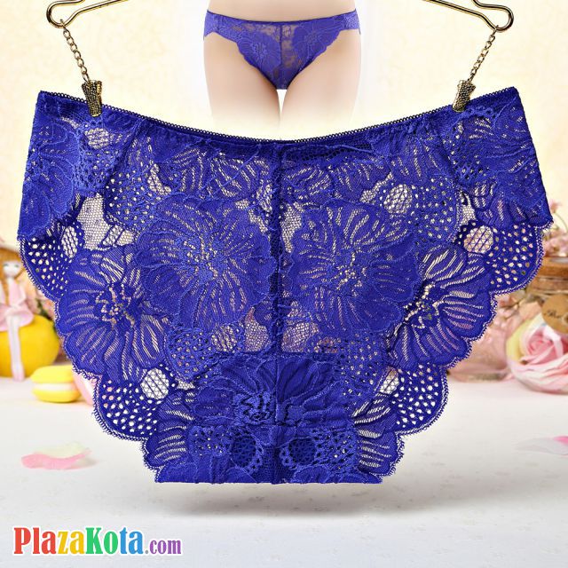 P507 - Celana Dalam Panties Hipster Bunga Biru Transparan - Photo 1