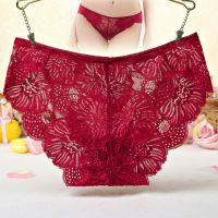 P508 - Celana Dalam Panties Hipster Bunga Marun Transparan - Thumbnail 1
