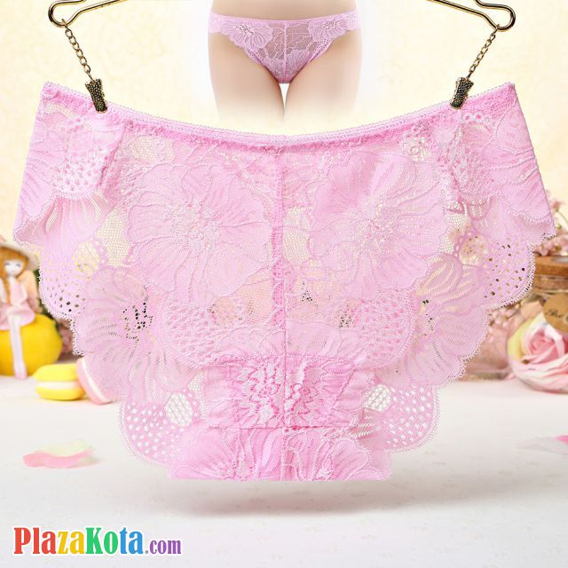 P510 - Celana Dalam Panties Hipster Bunga Pink Transparan - Photo 1