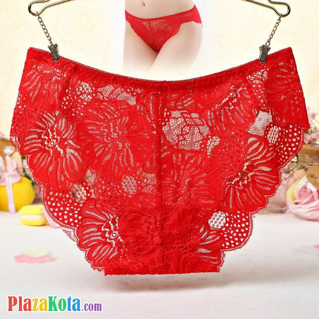 P512 - Celana Dalam Panties Hipster Bunga Merah Transparan - Photo 1