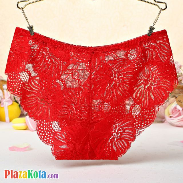 P512 - Celana Dalam Panties Hipster Bunga Merah Transparan - Photo 2