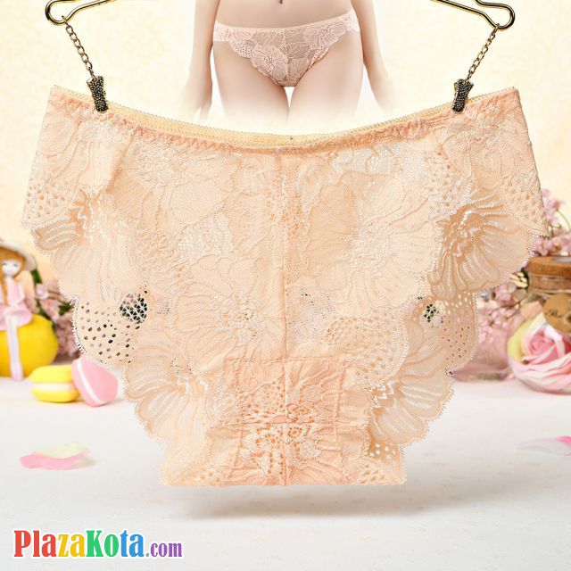 P513 - Celana Dalam Panties Hipster Bunga Krem Transparan - Photo 1