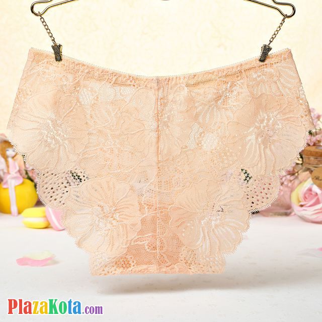 P513 - Celana Dalam Panties Hipster Bunga Krem Transparan - Photo 2