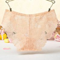 P513 - Celana Dalam Panties Hipster Bunga Krem Transparan - 2