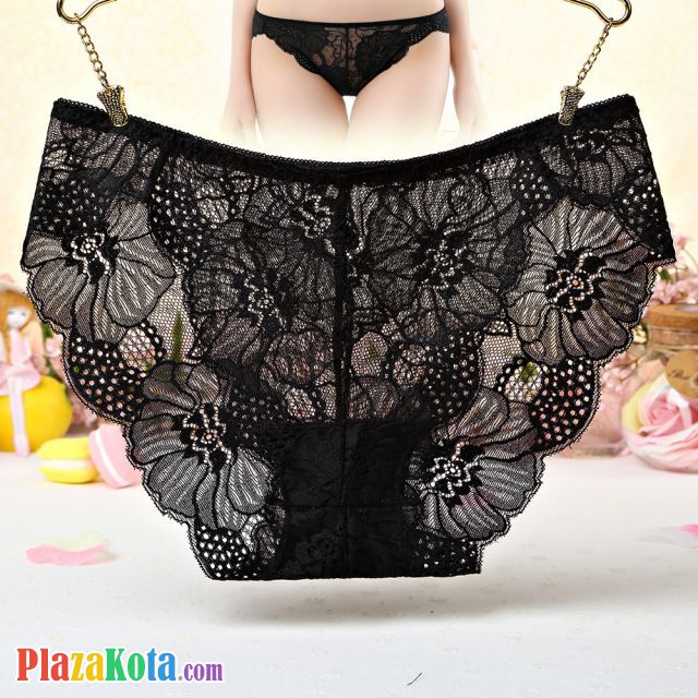 P514 - Celana Dalam Panties Hipster Bunga Hitam Transparan - Photo 1