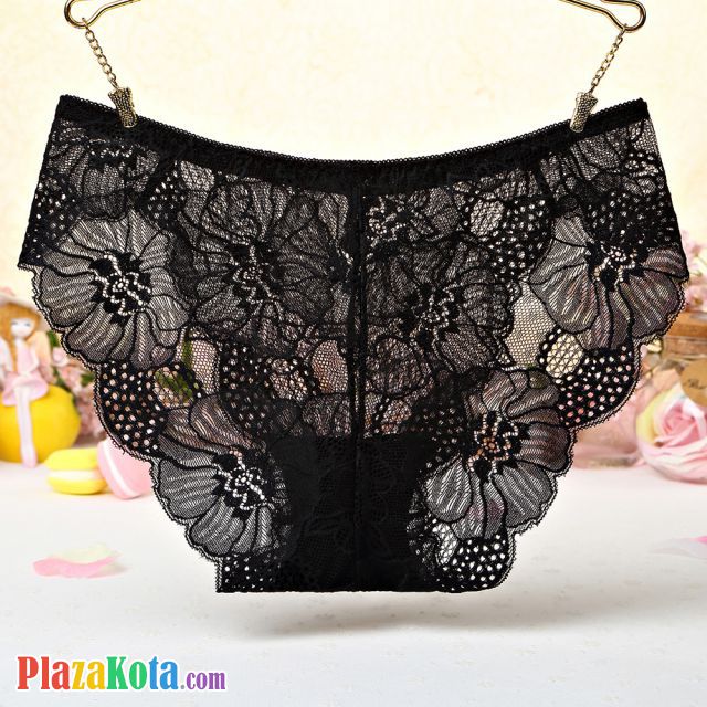 P514 - Celana Dalam Panties Hipster Bunga Hitam Transparan - Photo 2