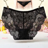 P514 - Celana Dalam Panties Hipster Bunga Hitam Transparan