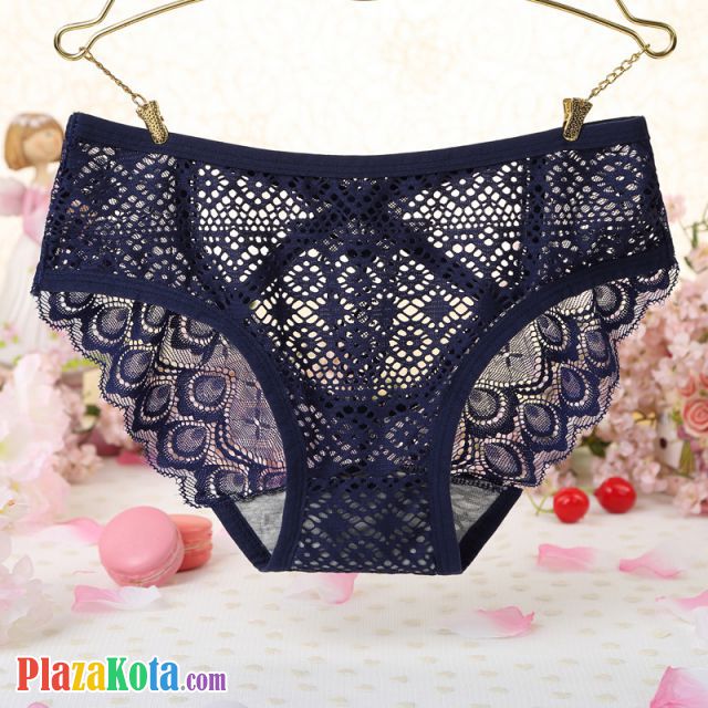 P516 - Celana Dalam Panties Hipster Biru Transparan Bunga Belakang - Photo 2