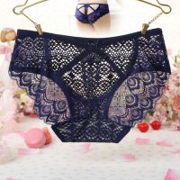 P516 - Celana Dalam Panties Hipster Biru Transparan Bunga Belakang