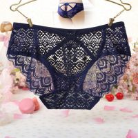 P516 - Celana Dalam Panties Hipster Biru Transparan, Bunga Belakang