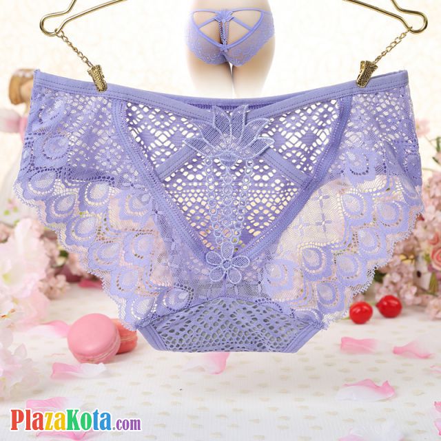 P518 - Celana Dalam Panties Hipster Ungu Transparan Bunga Belakang - Photo 1