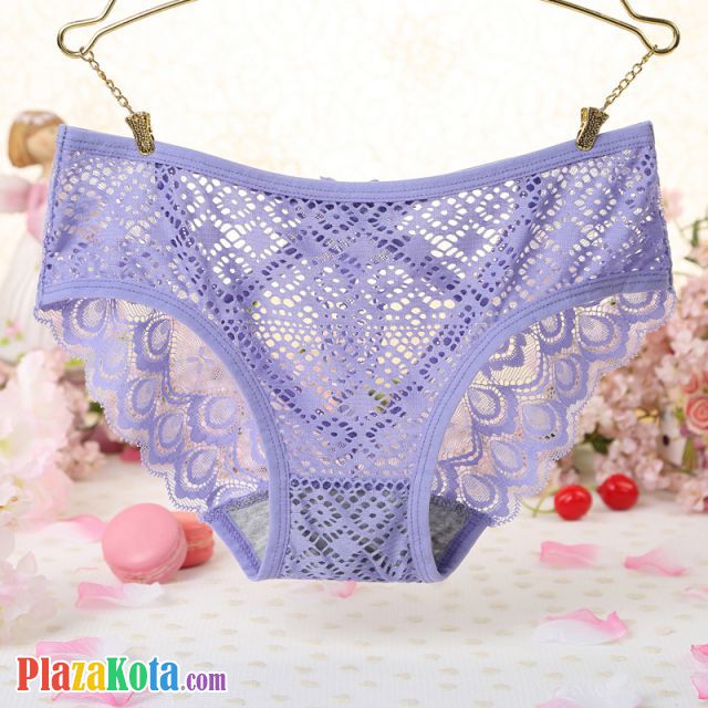 P518 - Celana Dalam Panties Hipster Ungu Transparan Bunga Belakang - Photo 2