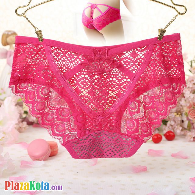 P519 - Celana Dalam Panties Hipster Magenta Transparan Bunga Belakang - Photo 1