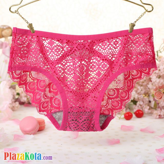 P519 - Celana Dalam Panties Hipster Magenta Transparan, Bunga Belakang - Photo 2