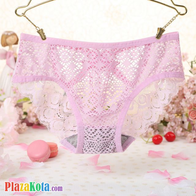 P521 - Celana Dalam Panties Hipster Pink Transparan Bunga Belakang - Photo 2