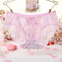 P521 - Celana Dalam Panties Hipster Pink Transparan Bunga Belakang