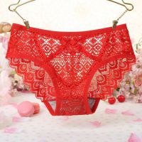 P522 - Celana Dalam Panties Hipster Merah Transparan Bunga Belakang - 2