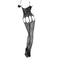 BS196 - Bodystocking Garter Fishnet Hitam Lengan Pendek - Thumbnail 2